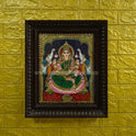 Gajalakshmi Tanjore Painting | Green Saree | 22K Gold Foil | Framed on Wall | 15 x 12 Inch | Sri Swaminathan & Co
