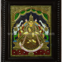 Gajalakshmi Tanjore Painting | Red Saree | 22K Gold Foil | Banana Leaf Canopy | 15 x 12 Inch | Sri Swaminathan & Co