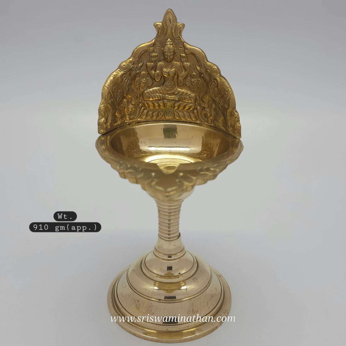Gaja Lakshmi stand vilakku 900g brass lamp - Large size traditional Tamil Nadu design