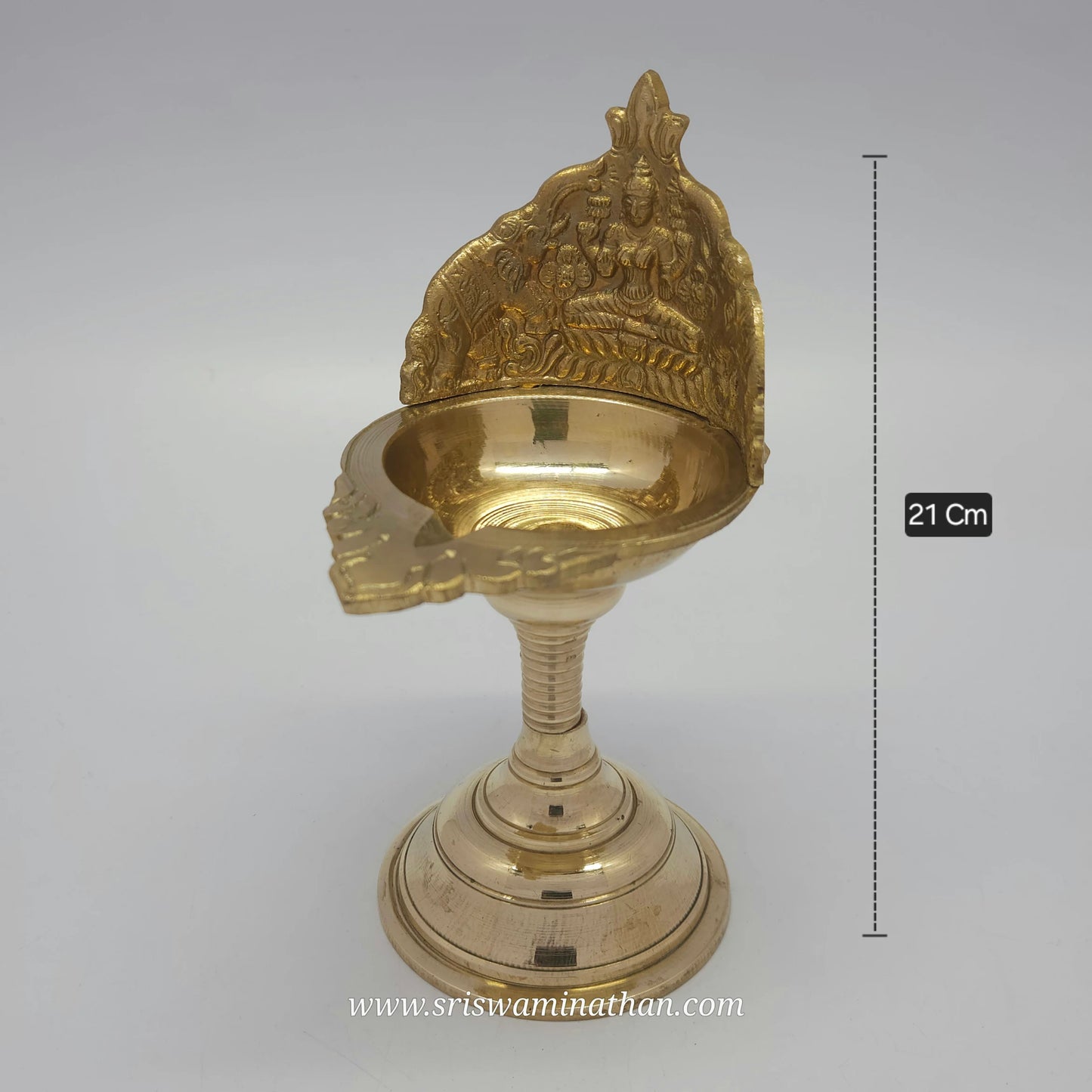 Gaja Lakshmi brass lamp Tamil Nadu special - Authentic handcrafted vilakku with antique finish
