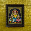 Ganesha Lakshmi Saraswathi Tanjore Painting | 22K Gold Foil | Framed on Wall | 15 x 12 Inch | Sri Swaminathan & Co