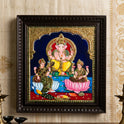 Ganesha Lakshmi Saraswathi Tanjore Painting | 22K Gold Foil | Lifestyle Display | 15 x 12 Inch | Sri Swaminathan & Co