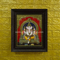 Ganesha Tanjore Painting | Classical Tanjore Art | Framed on Wall | 15 x 12 Inch | Sri Swaminathan & Co
