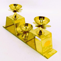 Brass Triple Pyali Diya with Lotus Petal Base 3 – Spiritual Lighting for Pooja, Home Decor, and Meditation