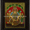 Karumbu Kamakshi Tanjore Painting | Classical Tanjore Art | Close-up Detail | 15 x 12 Inch | Sri Swaminathan & Co