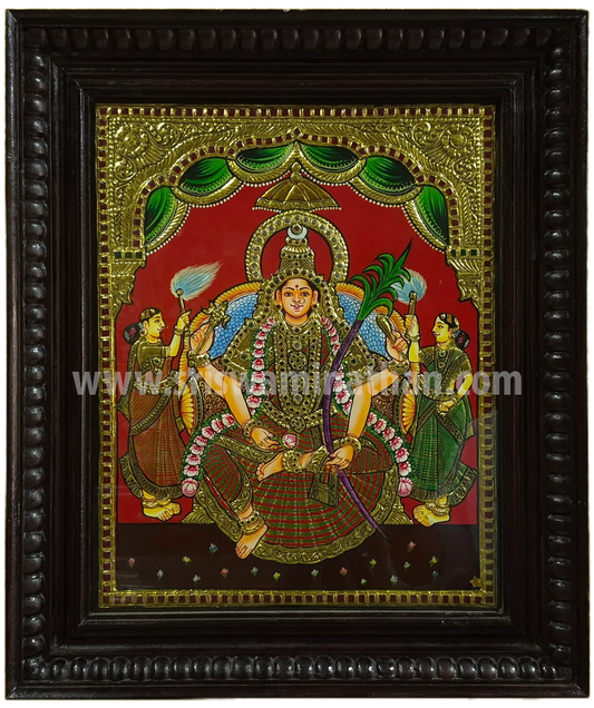 Karumbu Kamakshi Tanjore Painting | Classical Tanjore Art | Close-up Detail | 15 x 12 Inch | Sri Swaminathan & Co