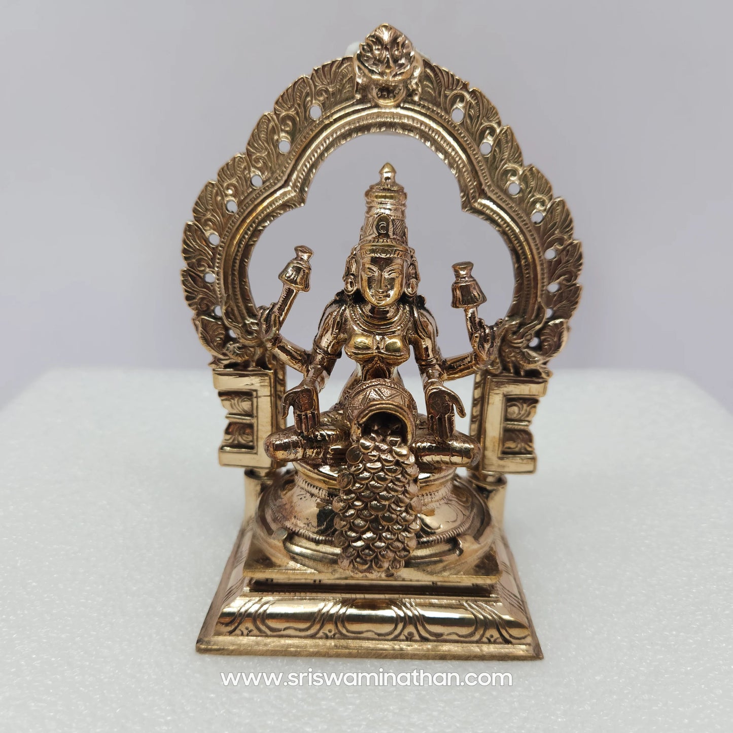 Kubera Lakshmi Panchaloha 5 Inch - Goddess of Wealth on Lotus Throne - Sri Swaminathan