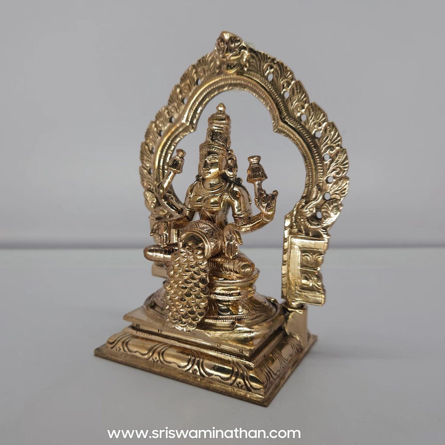 Kubera Lakshmi Back View - Intricate Prabhavali Peacock Design - Traditional Craft