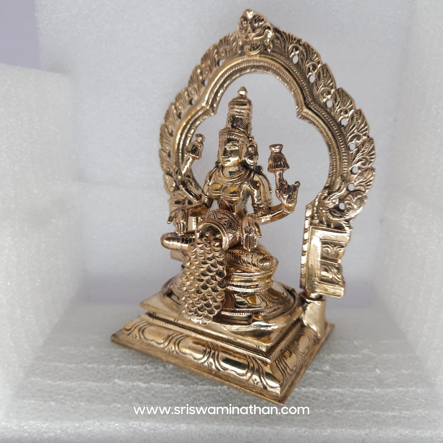 Kubera Lakshmi Ornate Base Close-up - Premium Panchaloha Deity for Friday Lakshmi Puja - Sri Swaminathan