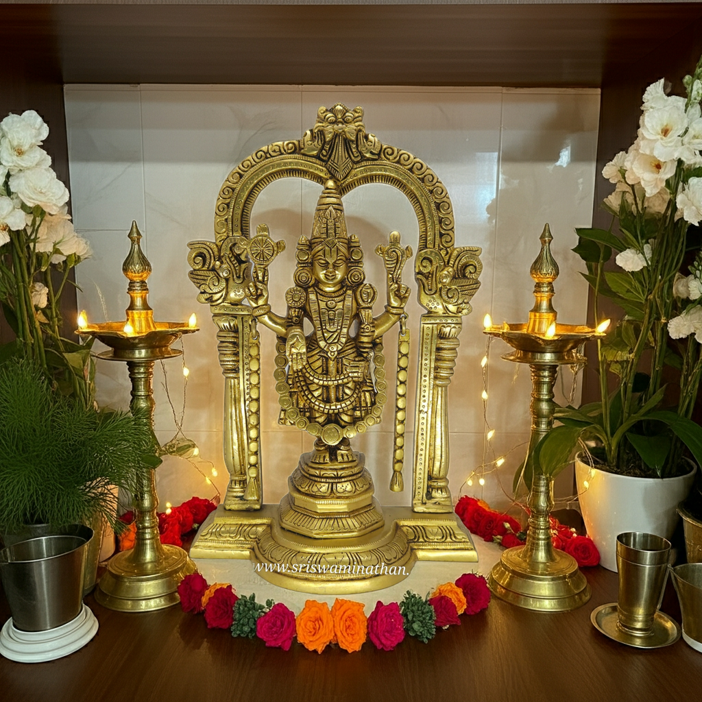 Lord Venkateswara Balaji Brass Statue - Traditional Tirupati Style (12" & 14")
