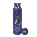 La Coppera Indigo Aviary Copper Bottle – Elegant Blue Bird Etching for Office & College Desk