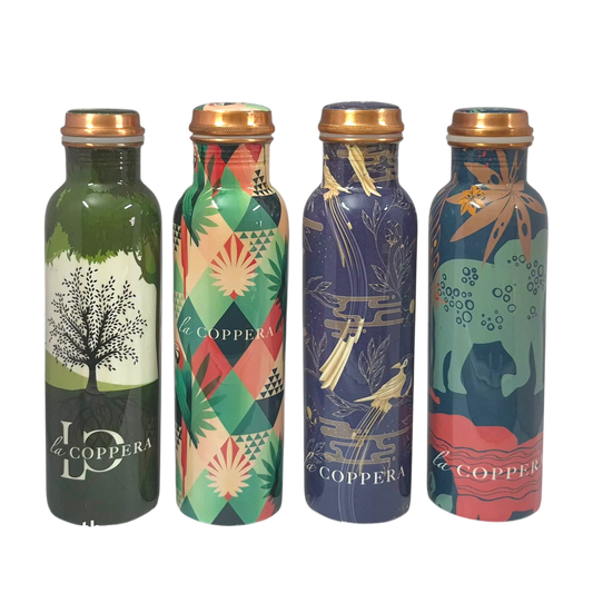 La Coppera Mist Texture Pure Copper Water Bottle 1000ml – Best for Office, College & School Use