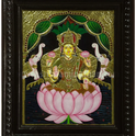 Lotus Gajalakshmi Tanjore Painting | 22K Gold Foil | Full Gold Background | 15 x 12 Inch | Sri Swaminathan & Co