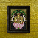 Lotus Gajalakshmi Tanjore Painting | 22K Gold Foil | Framed on Wall | 15 x 12 Inch | Sri Swaminathan & Co