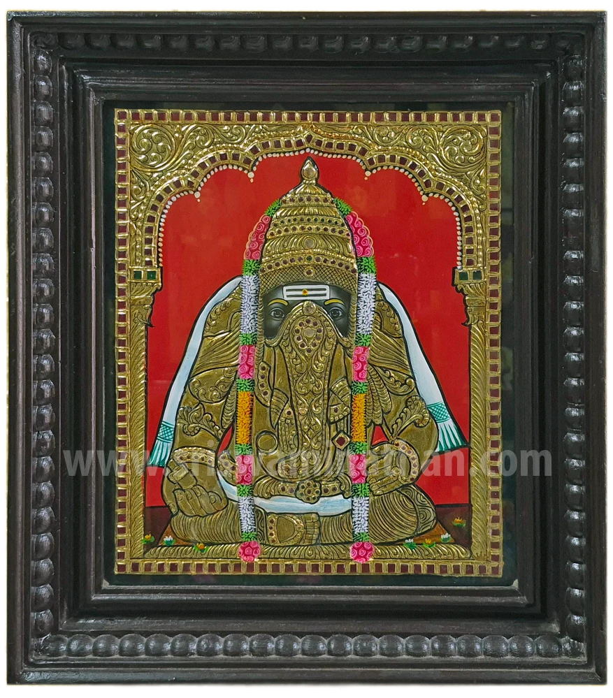 Pillaiyarpatti Karpaga Vinayagar Tanjore Painting | 22K Gold Foil | Swayambhu Ganesha | Sri Swaminathan & Co