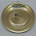 Polished 14-inch brass Thambalam plate with decorative engravings for temple rituals
