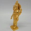 Premium Brass standing Lord Dhanvantari statue 7.5 inch 19cm 45 degree front left corner view highlighting layered amrita kalash