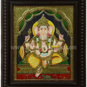 Raja Ganapathi Tanjore Painting | 22K Gold Foil | Classical Tanjore Art | 15 x 12 Inch | Sri Swaminathan & Co