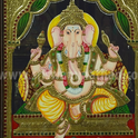 A detailed View of 22 Ct Gold Foil Raja Ganapathi Tanjore Painting from Sri Swaminathan Co Kumbakonam