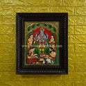 Sathyanarayana Pooja Tanjore Painting | Classical Tanjore Art | Close-up Detail | 15 x 12 Inch | Sri Swaminathan & Co