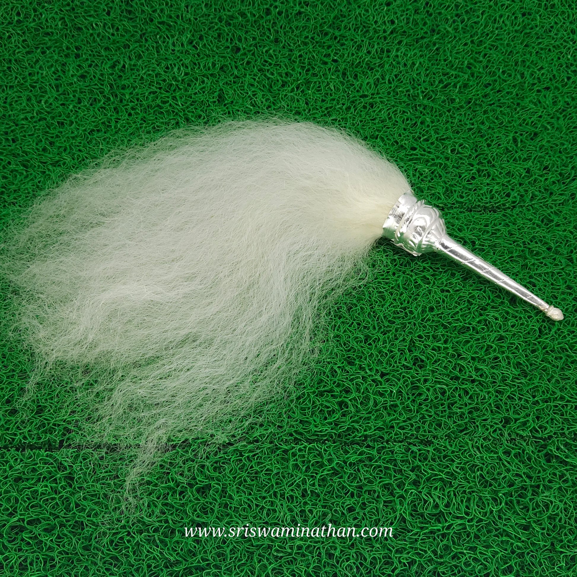 shining silver look white yak hair chowrie for temple use