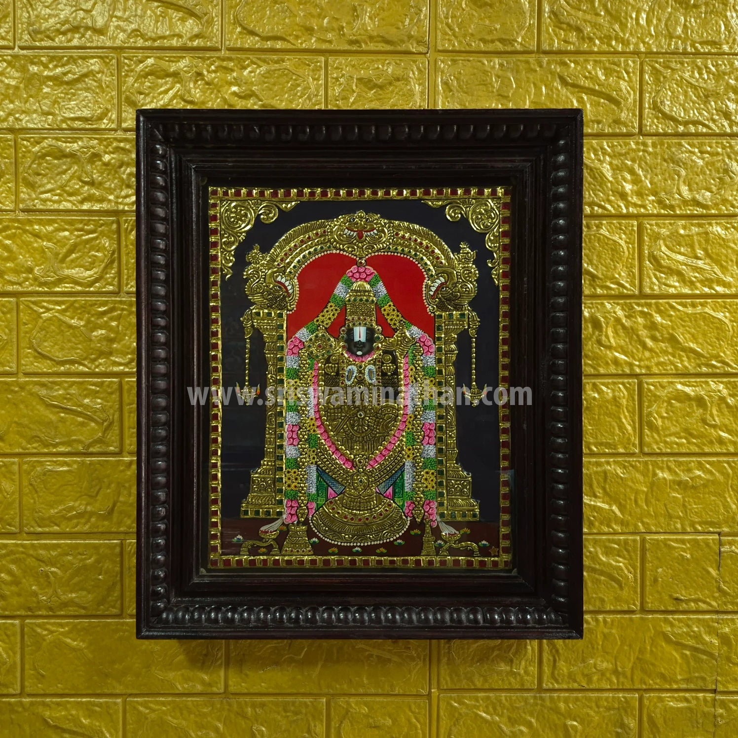 Tirupathi Venkatachalapathy Tanjore Painting | Lord of Seven Hills | Classical Tanjore Art | 15 x 12 Inch | Sri Swaminathan & Co