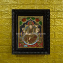 Veena Saraswathi Tanjore Painting | Red Saree | Classical Tanjore Art | Framed on Wall | 15 x 12 Inch | Sri Swaminathan & Co
