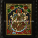 Veena Saraswathi Tanjore Painting | Red Saree | Royal Throne | Classical Tanjore Art | 15 x 12 Inch | Sri Swaminathan & Co
