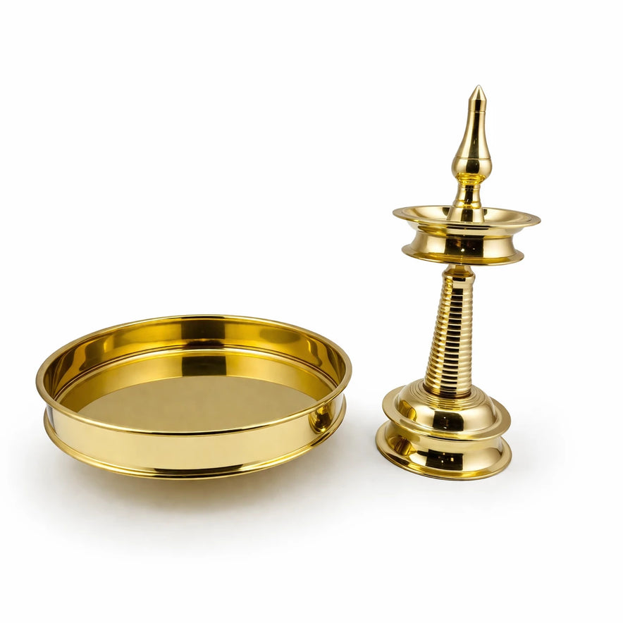 Vishu Kani Basic Set – Brass Vilakku & Uruli Combo