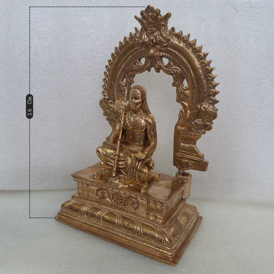 6 Inch Adi Shankaracharya Panchaloha Statue with Prabhavali Side View 16cm Height — Sri Swaminathan & Co