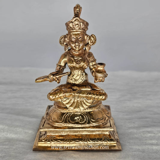 Annapoorani Panchaloha Statue - Goddess of Nourishment with Ladle & Pot - Kitchen Blessings - Sri Swaminathan