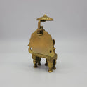 Antique Brass Shirdi Sai Baba Statue 45 degree rear right profile showing back of the peacock throne