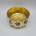 Ashtalakshmi Abhisheka Patram Brass Gaja Lakshmi Medallion Front Angle Rose Legs Deity Bathing Bowl Vastu Urli