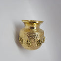 Ashtalakshmi Brass Kalash Kumbakonam Top Down Angle Flared Rim Lakshmi Saraswati Medallions Brass Sombu Vastu Vessel