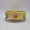 Ashtalakshmi Brass Urli Elephant Head Legs Ashtalakshmi Foliage Panel Angle View Panchabhutas Vastu Bowl Pittala Uruli