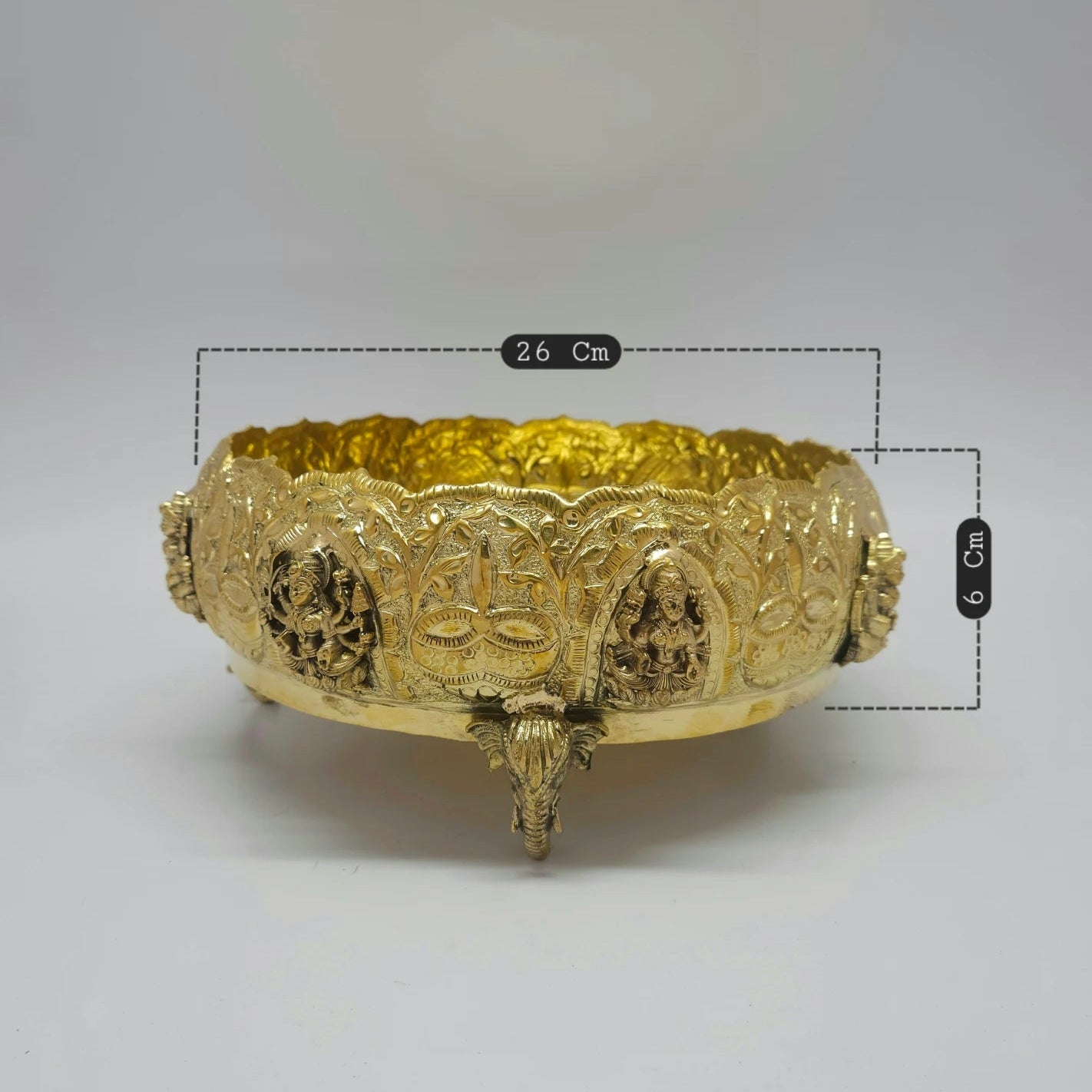 Ashtalakshmi Brass Urli Medium Size 26cm Diameter 6cm Height Diggaja Vastu Vessel Yaanai Muga Uruli Enugu Mukham Ittadi