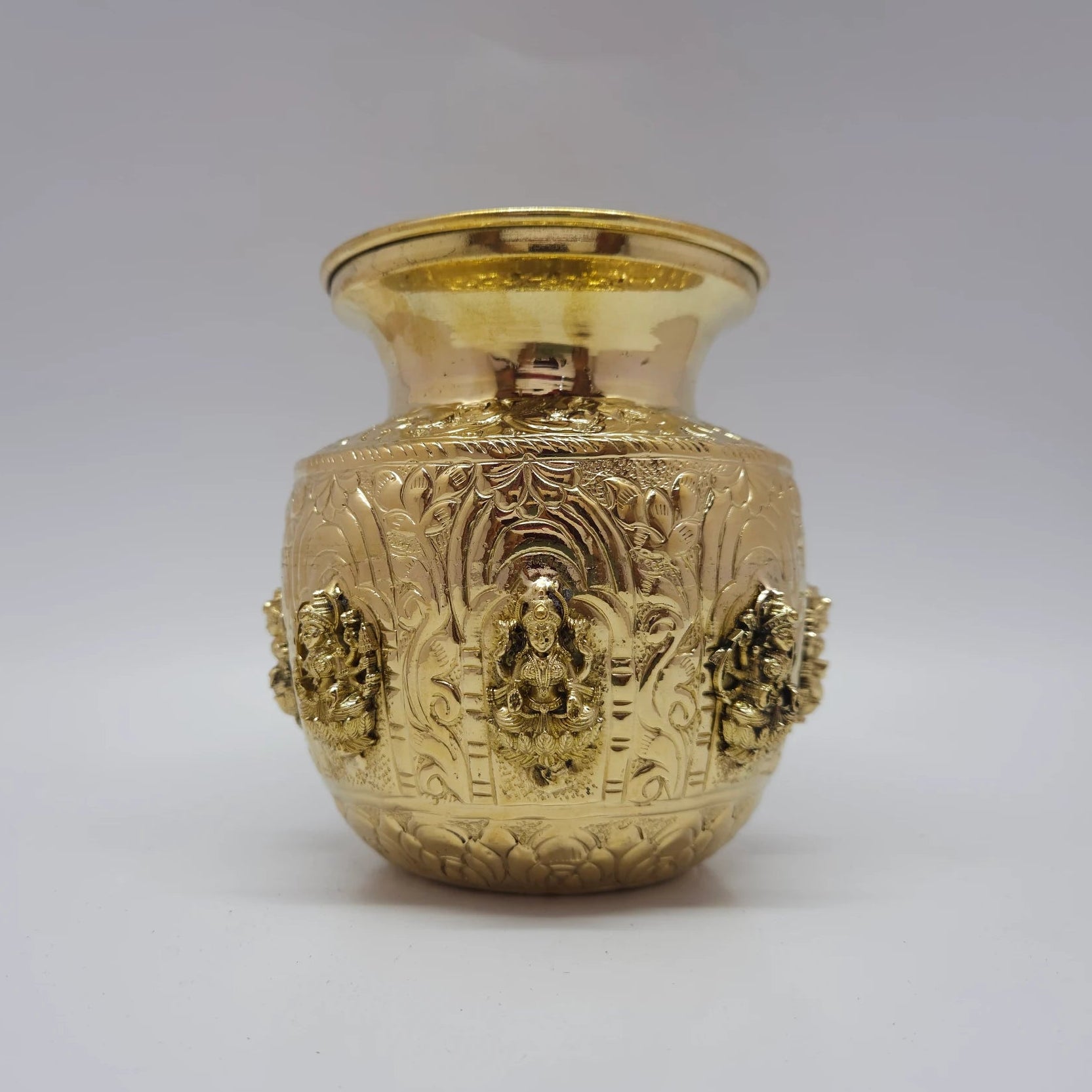 Ashtalakshmi Pitthalai Kalasam Kumbakonam Mahalakshmi Lotus Seat Front Three Lakshmi Medallions Puja Lota Kalasam