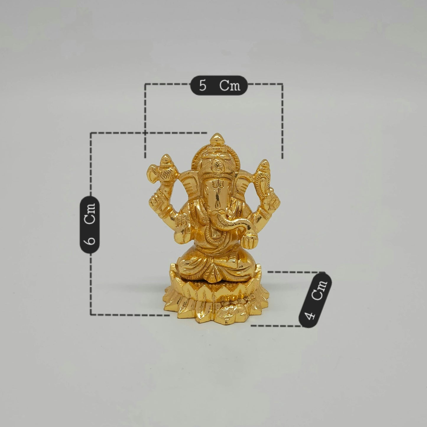 Ayngaran Gold statue Top View Crown Tiers Ornate Detail Round Lotus Base Solid Brass
