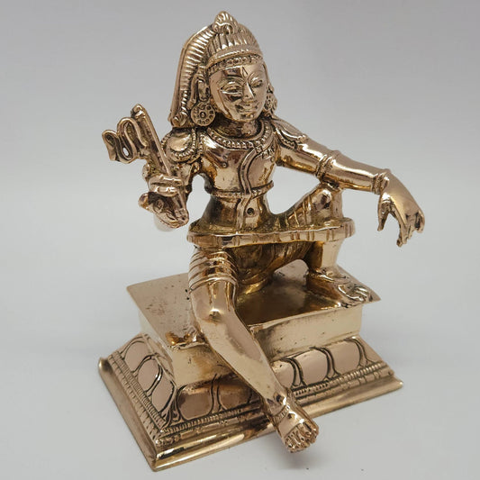 Ayyanar Kaval Deivam Brass Idol Veerasana Scepter Right Hand Tamil Nadu