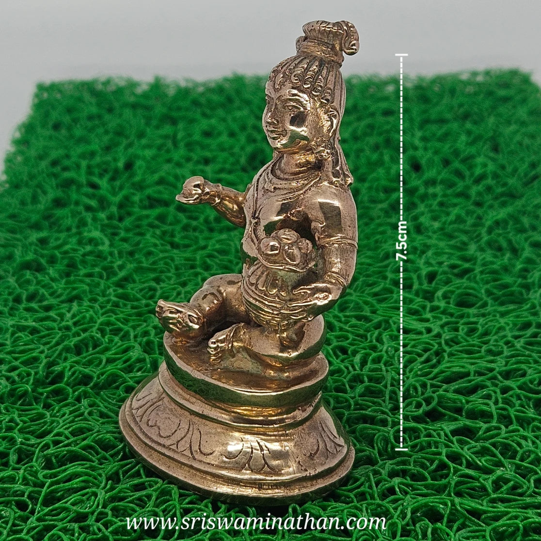 Bala Krishna Side View - Butter Pot Gokulashtami Idol - Traditional South Indian Brass