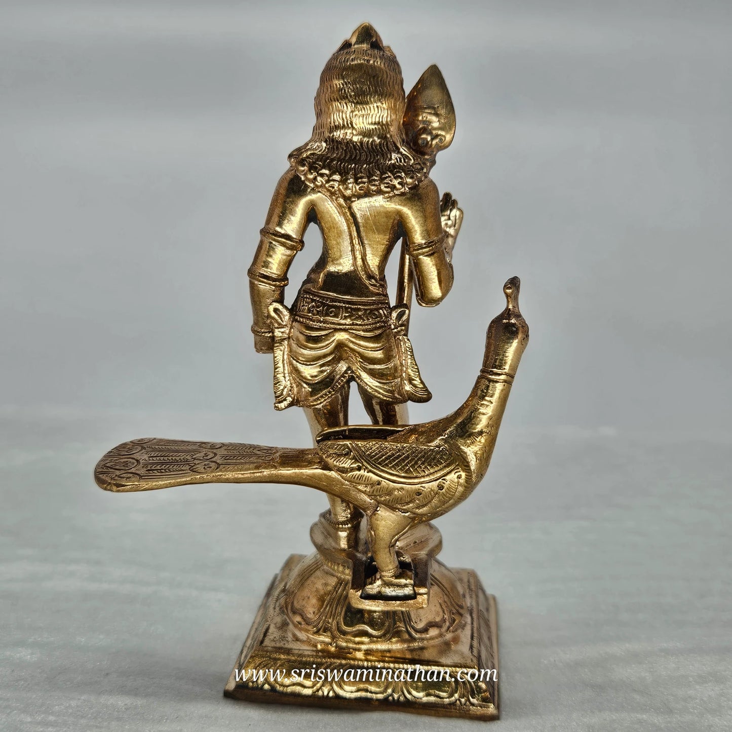 Bala Murugan Back View - Peacock Vahana Details - Traditional Brass Panchaloha Statue