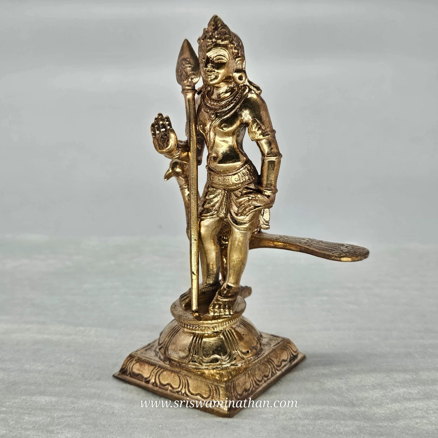Bala Murugan Front View - Peacock Vahana & Vel Weapon - Traditional South Indian Iconography