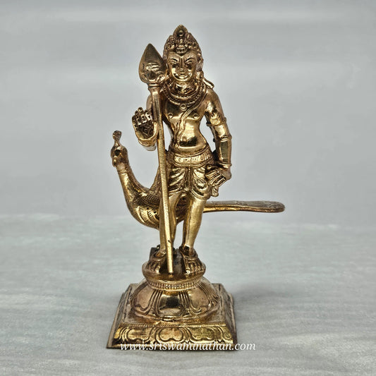 Bala Murugan Panchaloha Statue 4 Inch - Child Kartikeya with Vel & Peacock - Skanda Sashti - Sri Swaminathan