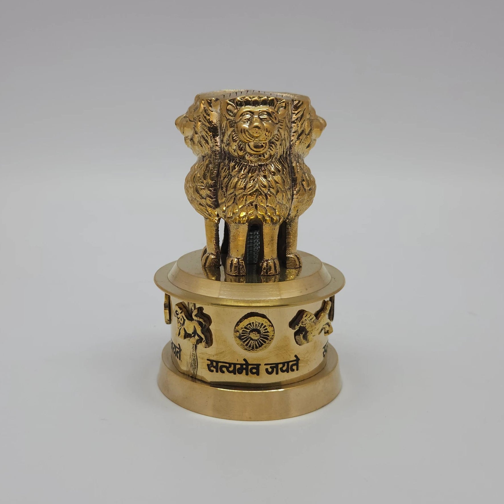 Brass Ashoka Stambh Pillar 8cm 150gm SKU 15767 Dashboard Companion