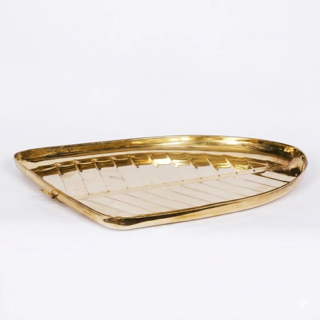 Brass Banana Leaf Plate Top View — Sri Swaminathan & Co