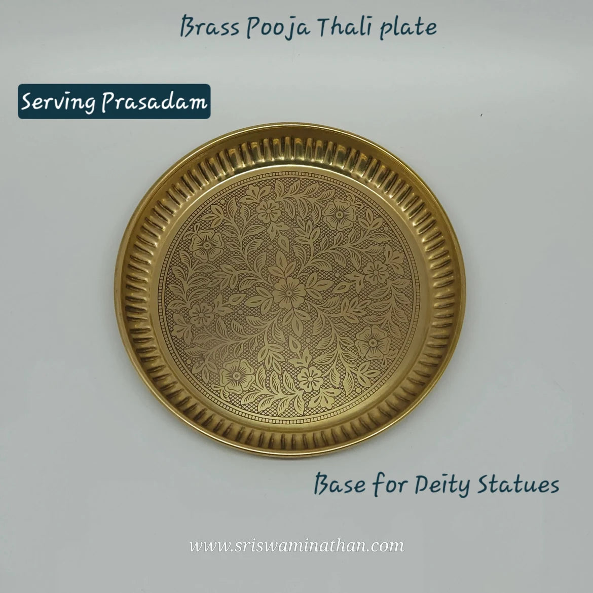 Brass Floral Vine Engraved Plate Used for Serving Prasadam — Sri Swaminathan & Co