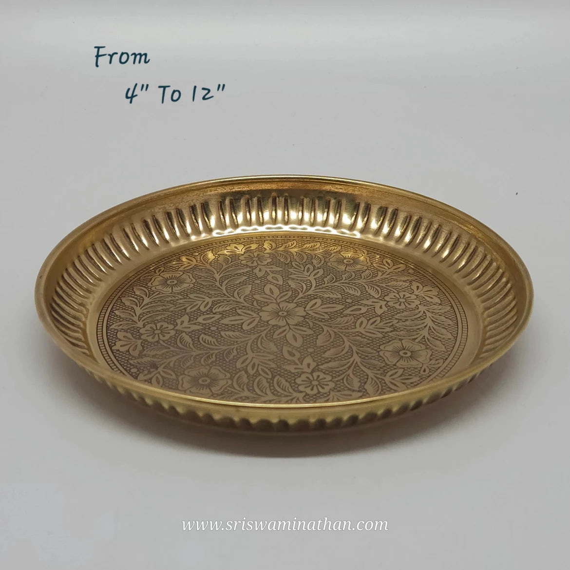 Brass Floral Vine Engraved Plate as Deity Statue Base — Sri Swaminathan & Co