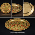 Brass Flower Enamel Plate Floral Detail View — Sri Swaminathan & Co