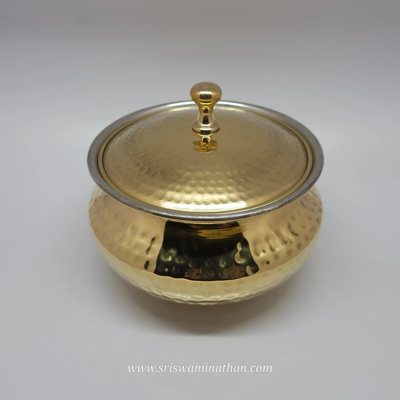 Set of 3 brass handi pots – small, medium, and large – for versatile cooking and serving.