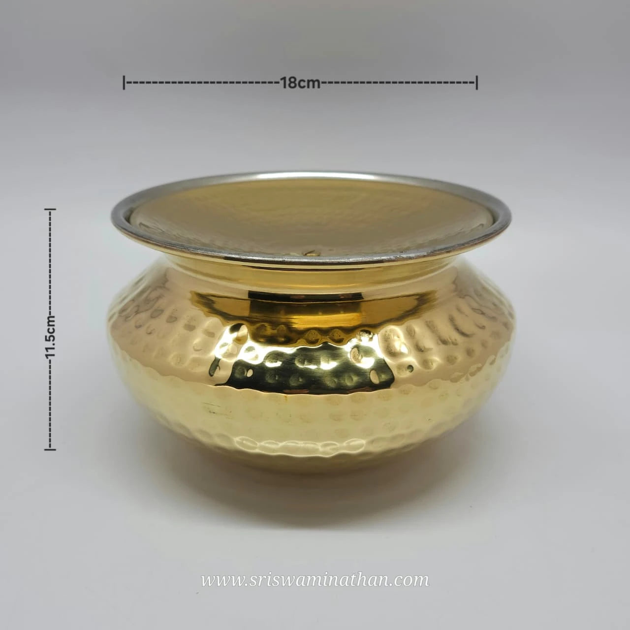 Small brass handi pot with dotted design for cooking and serving biryani – Sri Swaminathan & Co.